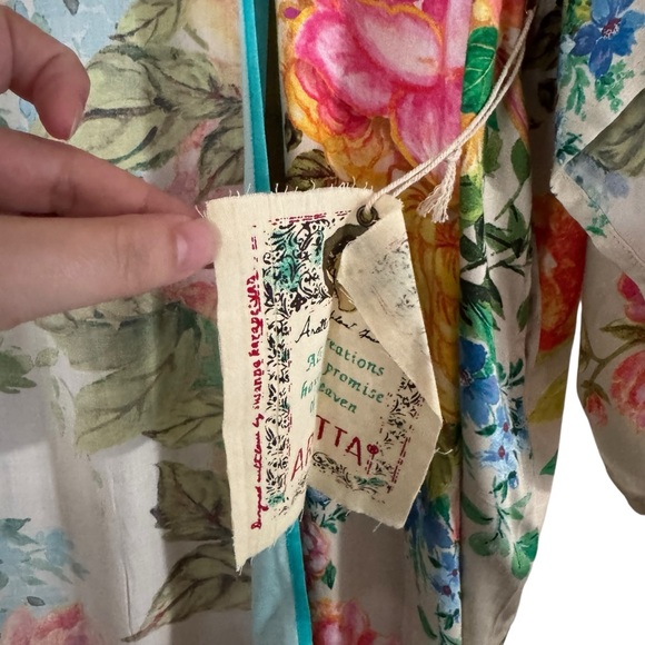 NWT Aratta EARTH ANGELS PEACOCK FLORAL PRINT MAXI KIMONO O/S - Picture 3 of 5